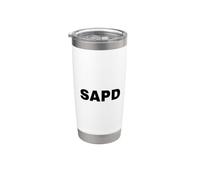 SAPD Acronyme blanc uni grand dos imprimé initiales Gobelet isotherme en acier inoxydable double paroi