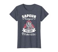 Sapeur Pompier Pas Une Princesse T-Shirt, Femme, Bleu Chiné, XS