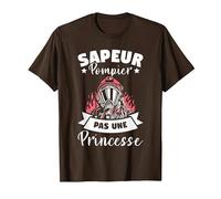 Sapeur Pompier Pas Une Princesse T-Shirt, Homme, Marron, L