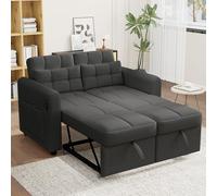 Sapgaks Canapé Convertible avec USB,canapé 2 Places,canapé lit gigogne 3 en 1 avec Dossier réglable,Poches d'accoudoirs et oreillers,Convient pour Le Salon,la Chambre,l'appartement Gris