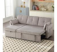 Sapgaks Canapé d'angle Convertible avec sièges de Rangement et Poches accoudoirs,Canapé Convertible 3 Places avec Forme des Rayures,canapé 3 Places,canapé lit, Velours (Gris Clair)