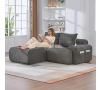 Sapgaks Canapé d'angle convertible, canapé compact modulaire, 2 à 6 places, équipé de porte-gobelets et de compartiments de rangement latéraux, pas de montage nécessaire (gris foncé 2 sièges-L)