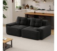 Sapgaks Canapé d'angle Convertible,canapé Convertible 2-4 Places,canapé à Compression modulaire,Rembourrage en éponge Haute densité 32D,Tissu Velours côtelé (Noir, 2 Seats)