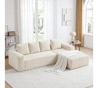Sapgaks Canapé d'angle Convertible,canapé Convertible 3 Places,canapé 3 Places,avec méridienne orientée vers la Droite,Aucun Assemblage requis(Tissu en Velours côtelé Moelleux) (Beige)