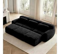 Sapgaks Canapé d'angle Convertible,canapé Convertible,Canapé compressé 2-4 Places,canapé 3 Places,revêtement en Tissu Moelleux,modulable sans Structure,avec Coussins (Noir 3 Places + Repose-Pieds)