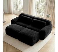 Sapgaks Canapé d'angle Convertible,canapé Convertible,Canapé compressé 2-4 Places,canapé 3 Places,revêtement en Tissu Moelleux,modulable sans Structure,avec Coussins (Noir - 2 Places - U)