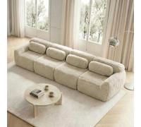 Sapgaks Canapé d'angle Convertible,canapé Convertible,Canapé compressé 2-4 Places,canapé 3 Places,revêtement en Tissu Moelleux,modulable sans Structure,avec Coussins (Kaki Clair- 4 Places)