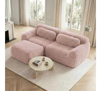 Sapgaks Canapé d'angle Convertible,canapé Convertible,Canapé compressé 2-4 Places,canapé 3 Places,revêtement en Tissu Moelleux,modulable sans Structure,avec Coussins (Rose - 2 Places-L)