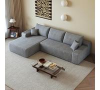 Sapgaks Canapé d'angle Convertible modulaire sans Cadre 270cm,canapé 3 Places avec méridienne à Droite,canapé Convertible en Velours côtelé,Assise Profonde,sans Montage,Gris