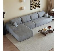 Sapgaks Canapé d'angle Convertible modulaire sans Cadre 340cm,canapé 4 Places avec méridienne à Droite,canapé Convertible en Velours côtelé,Assise Profonde,sans Montage,Gris