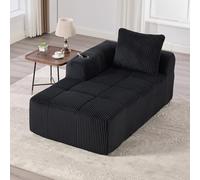 Sapgaks Canapé inclinable en Velours côtelé avec Coussin de Dossier, Poche de Rangement latérale,Porte-gobelet intégré,canapé d'angle,canapé 1 Places,Noir