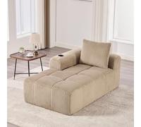 Sapgaks Canapé inclinable en Velours côtelé avec Coussin de Dossier, Poche de Rangement latérale,Porte-gobelet intégré,canapé d'angle,canapé 1 Places,Kaki