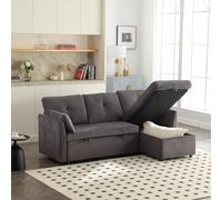 Sapgaks Canapé sectionnel modulable en L, canapé d'angle modulable pour Salon avec méridienne Interchangeable, Tissu Velours, canapé lit Multifonction avec Rangement et lit gigogne, Gris foncé