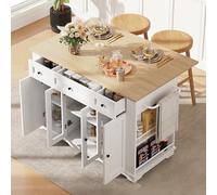 Sapgaks Îlot de Cuisine,séparateurs Amovibles,Armoire de Cuisine,Chariot de Salle à Manger avec comptoir,Armoire Buffet,Chariot de Salle à Manger en Grain de Bois,en Verre trempé