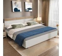 Sapgaks Lit 140x200 avec Lattes et tête de lit,lit 1 Personnes Bois,Cadre de lit 140x200,lit Simple Blanc,lit Adulte,lit capitonné,Ensemble en chêne Blanc(sans Matelas)