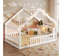 Sapgaks Lit cabane Enfants 140x 190,lit Enfant avec Compartiment de Rangement,Bois de pin,Cadre de lit 140x 190 avec sommier à Lattes, sans Matelas,Blanc (A-Blanc 140x190)