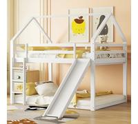 Sapgaks Lit cabane Enfants 140x200cm,lit superposé Enfant 140x200 antichute,lit Mezzanine 2 places140x200 avec Barriere,Mezzanine escalier,superposé Enfant cabane