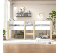 Sapgaks Lit cabane Enfants 90x190 Lit superposé Enfant lit Double lit Simple avec Protection Anti Chute en Bois de pin Massif 90 x 190 cm Blanc et chêne