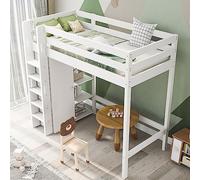 Sapgaks Lit cabane Enfants 90x200 Lit superposé Enfant lit Double lit Simple, lit Mezzanine, Protection Anti Chute avec Armoire et 6 étagères, Surface de Couchage Simple, Blanc