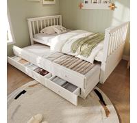 Sapgaks Lit Enfant Avec Trois Tiroirs et Escamotable, en Bois Massif, 90x200cm (90x190cm), Avec Rangement, Blanc