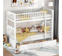 Sapgaks Lit Enfants,lit superposé Enfant,lit Mezzanine, lit Grenier, lit Double 90x200cm,Lits pour Enfants,Lits Fonctionnels,lit superposé avec tiroirs,Lits Convertibles,Blanc