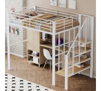 Sapgaks Lit mezzanine1 Place 140 x 200 cm,lit Mezzanine escalier 140 x 200,lit Enfant avec Rangement,avec Grand Rangement sous Le et escalier, pour Adulte,pour Un Gain de Place Optimal