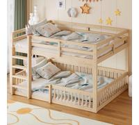 Sapgaks Lit superposé 160x200 cm avec barrières de sécurité,Cadre de lit Enfant,Naturel