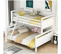 Sapgaks Lit superposé avec escalier et garde-corps de sécurité, convertible en 2 lits séparés, lit enfant 90 (140) x 200 cm, lit en bois pour enfants, adolescents et adultes, blanc