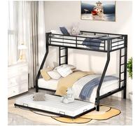 Sapgaks Lit superposé avec lit gigogne,lit cabane Enfants, lit Enfant 90 (140) x 200 cm en métal, Noir