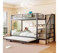 Sapgaks Lit superposé Enfant 90 x 200 cm,lit Mezzanine 2 Places 180 x 200 cm,lit superposé 2 Places Structure en Fer,lit Double Enfant lit gigogne Multifonctionnel,Sac de Rangement en Tissu,Noir