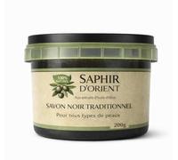 SAPHIR D'ORIENT SAVON NOIR traditionnel, Gommage corps, visage, savon Beldi, purifiant, exfoliant, nettoyant, hydratant, 100% naturel, Maroc, Hammam, huile d'olive, 200g, tous types de peaux