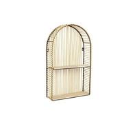 Saphir - Etagère Murale Arrondie fenêtre en Bambou et métal Plateau Bois