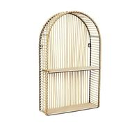 Saphir - Etagère Murale Arrondie fenêtre en Bambou et métal Plateau Bois