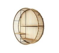 AltoBuy Saphir - Etagère Murale Ronde en Bambou et métal Plateau Bois