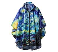 SaphiRose PONCHO Imperméable Poncho avec Capuche Zip pour Adulte Van Gogh la Nuit étoilée,Taille Unique