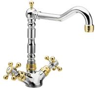 Sapho Antea mitigeur de cuisine sur pied chrome-or/vieil or 3122