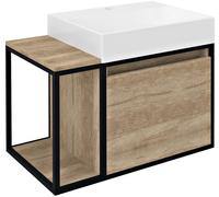 Sapho Skara armoire 80x46.5x49.5 cm sous-lavabo suspendu noir-chêne CG003-2222