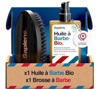 Sapiens Barbershop Brosse Barbe et Huile Barbe Homme BIO - Huile de Ricin Barbe Fabriquée en France Certifiée BIO - Kit Soin Barbe Homme - Hydrate et Favorise la Pousse Barbe