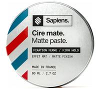 Sapiens Cire Cheveux Homme 80 ml - Cire Coiffante Effet Mat - Tenue longue Durée - Fabriquée en France - Produit Coiffant de Qualité Professionnelle - Parfum Mentholé