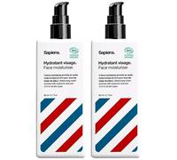 Sapiens Crème Hydratante Visage & Barbe Homme - Certifiée Bio, Fabriquée en France - Crème Hydratante à l'Acide Hyaluronique - Soin Visage Barbe Anti Ride, Anti Cerne - Tous Types de Peaux - 80 ml x2