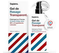 Sapiens Gel à Raser Homme 100 ml - Gel de Rasage Transparent - Naturel Fabriqué en France - À l’Aloe Vera pour une Glisse Optimale et un Rasage Ultra-Précis