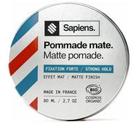 Sapiens Pommade Mat Cheveux Homme Bio Fixation Forte 80 ml | Tenue Forte Remodelable - Fini Mat Sans Brillance - Texture Crème Coiffante - Certifiée COSMOS ORGANIC - Parfum Menthe