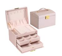 SAPIIKEF 1PC, boîte à Bijoux à Trois Couches avec Arche de Verrouillage, adaptée à Tous Les Types de Stockage de Bijoux(Pink)