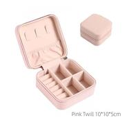 SAPIIKEF Boîte de Rangement Double for bagues, Boucles d'oreilles, Petite boîte à Fermeture éclair à Motif de Grille Fine, Grand Rabat en Cuir(Pink Small)