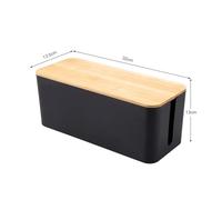 SAPIIKEF Boîte de Rangement Simple et créative for câbles, Couvercle en Bois de Bambou, boîte de Rangement for Prise de Courant, boîte de Rangement for Chargeur et Cordon d'alimentation(M-Black)