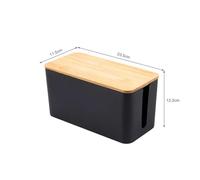 SAPIIKEF Boîte de Rangement Simple et créative for câbles, Couvercle en Bois de Bambou, boîte de Rangement for Prise de Courant, boîte de Rangement for Chargeur et Cordon d'alimentation(S-Black)