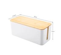 SAPIIKEF Boîte de Rangement Simple et créative for câbles, Couvercle en Bois de Bambou, boîte de Rangement for Prise de Courant, boîte de Rangement for Chargeur et Cordon d'alimentation(M-White)