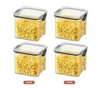 SAPIIKEF Ensemble de bocaux empilables et hermétiques en Plastique de 460 à 1800 ML, contenants de Rangement for multigrains, Fruits secs, thé(700ml x4)