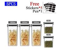 SAPIIKEF Ensemble de bocaux empilables et hermétiques en Plastique de 460 à 1800 ML, contenants de Rangement for multigrains, Fruits secs, thé(950x2 1800x3)