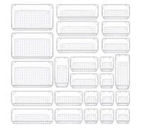 SAPIIKEF Lot de 8/13/25 organiseurs de tiroirs en Plastique Transparent for Bureau, Chambre à Coucher, Commode, Bureau, boîte de Rangement for Maquillage, Bijoux, Cuisine(25pcs)